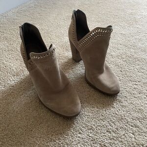 Vince Camuto Perforated Tan Ankle Booties